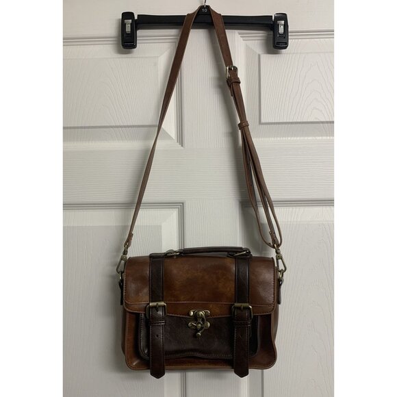 Ecosusi Brown Leather Crossbody Messenger Bag Adjustable Strap - Picture 4 of 9